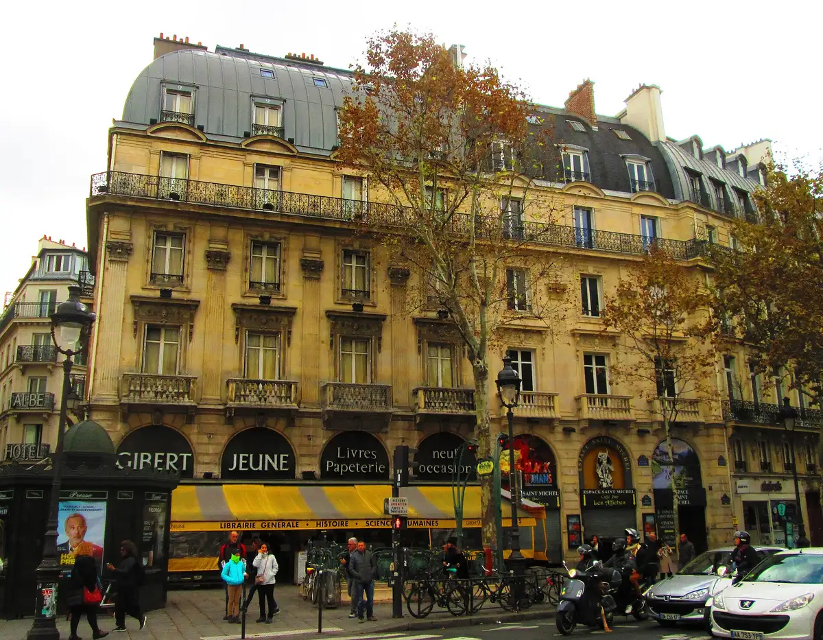 Apartment buildings at Place Saint-Michel in Paris.