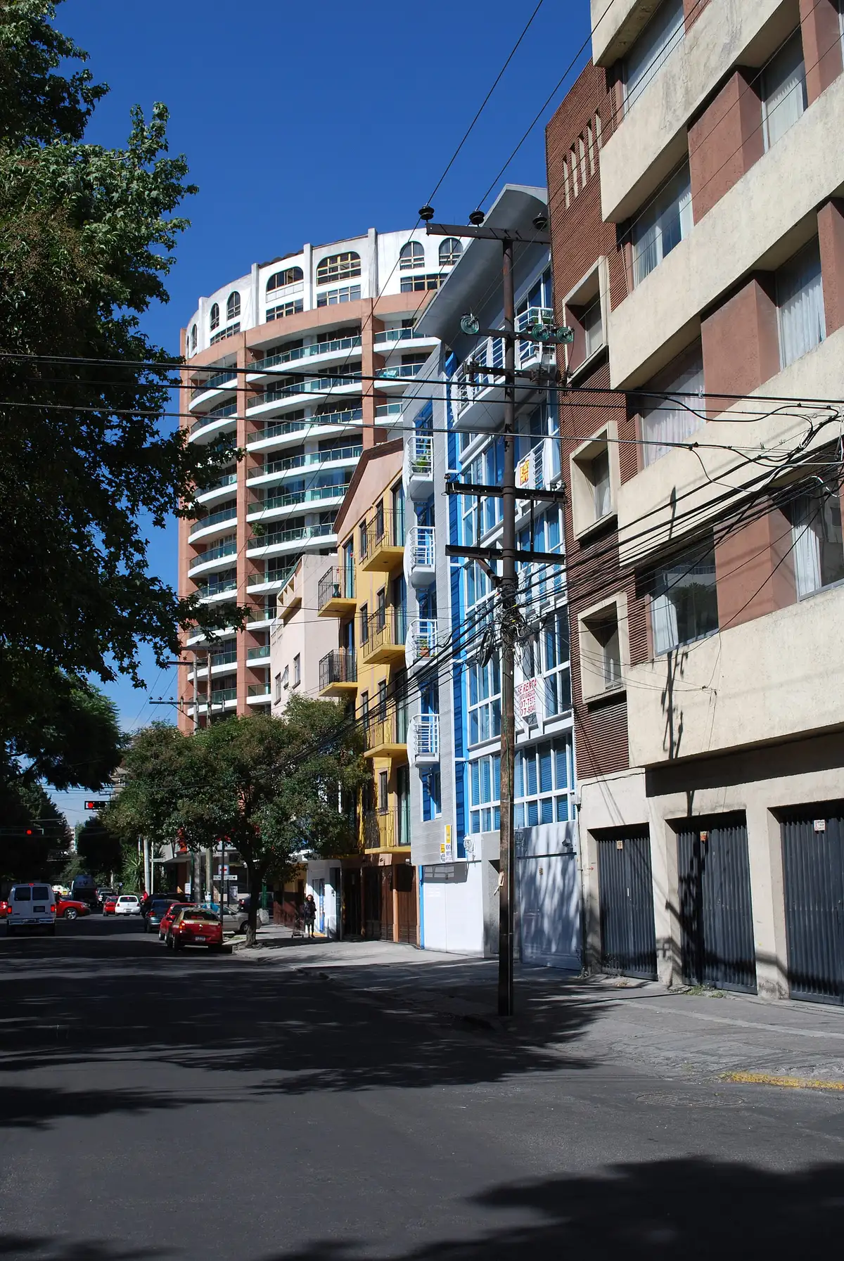 Apartment buildings on Rio Panuco in Colonia Cuauhtemoc, Mexico City.