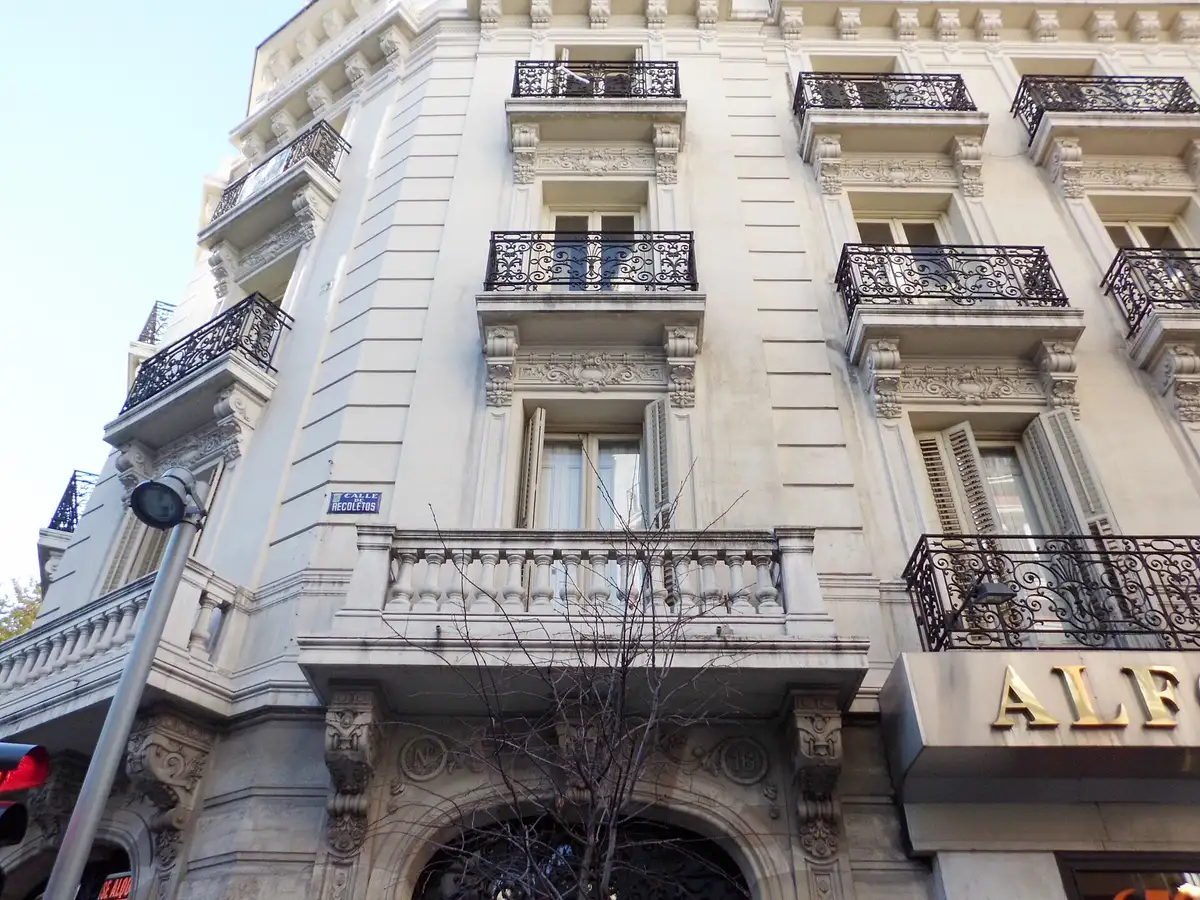 Residential buildings on Calle de Recoletos in Madrid.