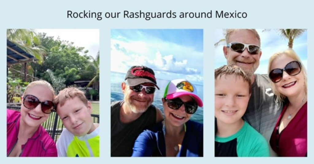 Family Photo With Beach Rash Guards